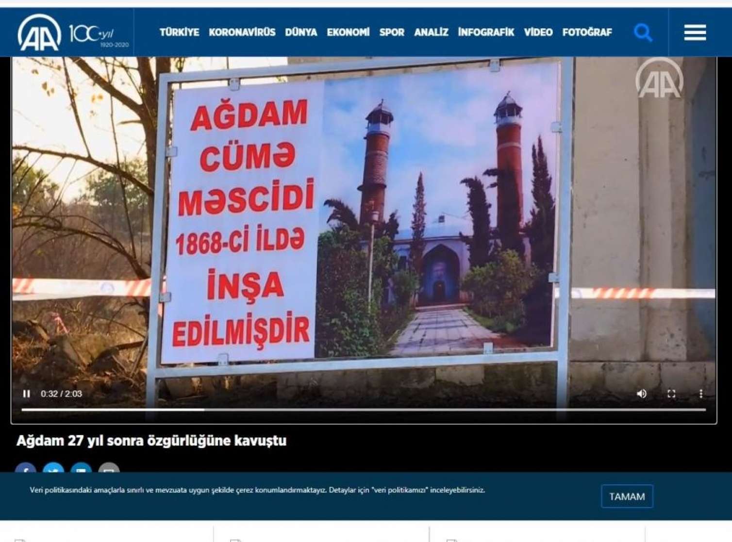 Anadolu agentliyi Ağdamdan görüntülər yayımladı  FOTOLAR + VİDEO