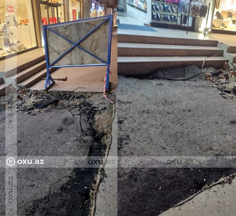 Bakıda  asfalt   çökdü - FOTO  