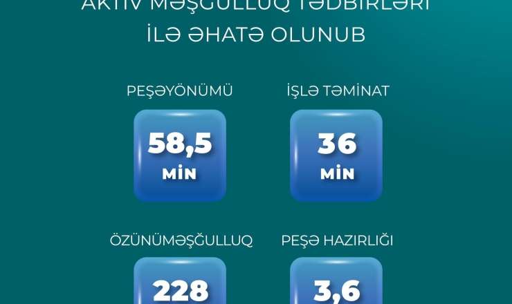 Bu ilin I rübündə 98,3 min şəxs aktiv məşğulluq tədbirləri ilə əhatə olunub 