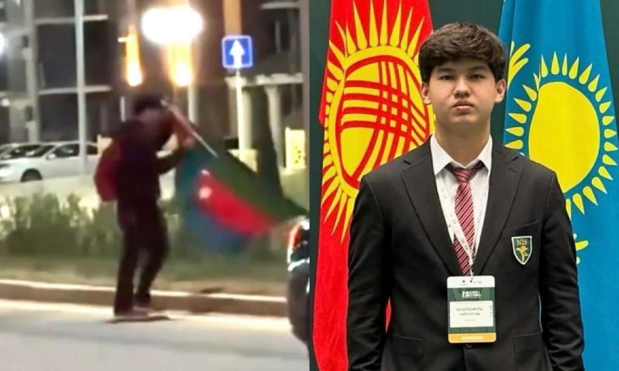 Yerə düşən Azərbaycan bayrağını qaldıran məktəbli mükafatlandırıldı  - FOTO