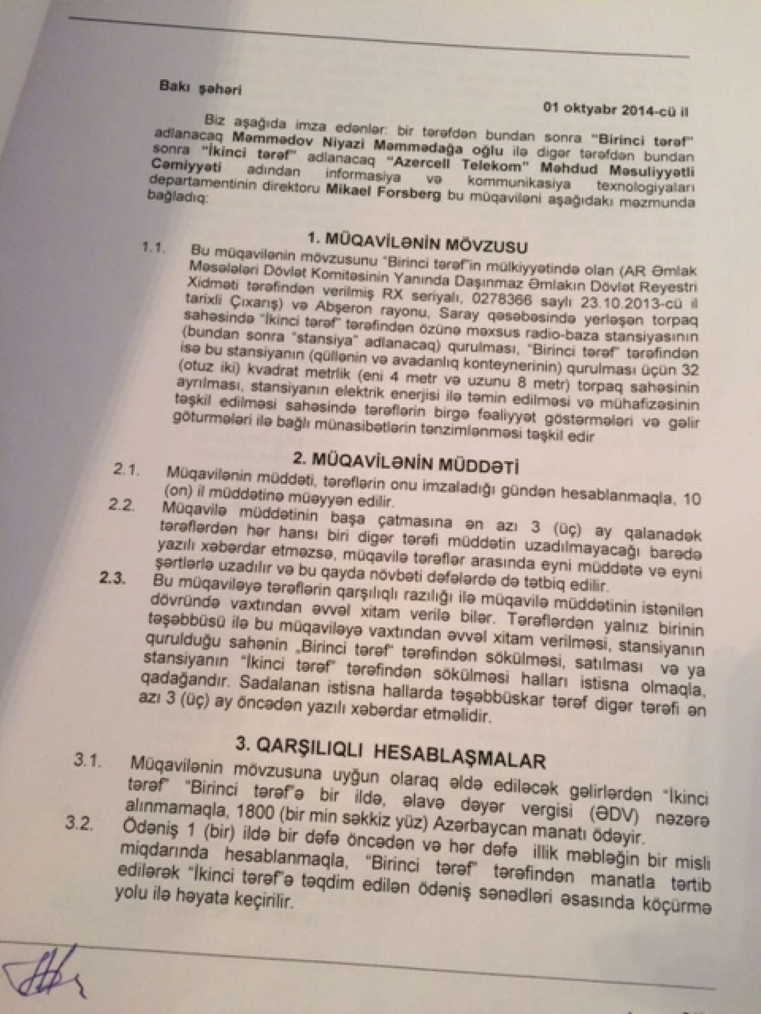 Azercell rəhbərliyi vətəndaşa 2100 manat “atdı” -  Qüllə qalmaqalı/ FOTO