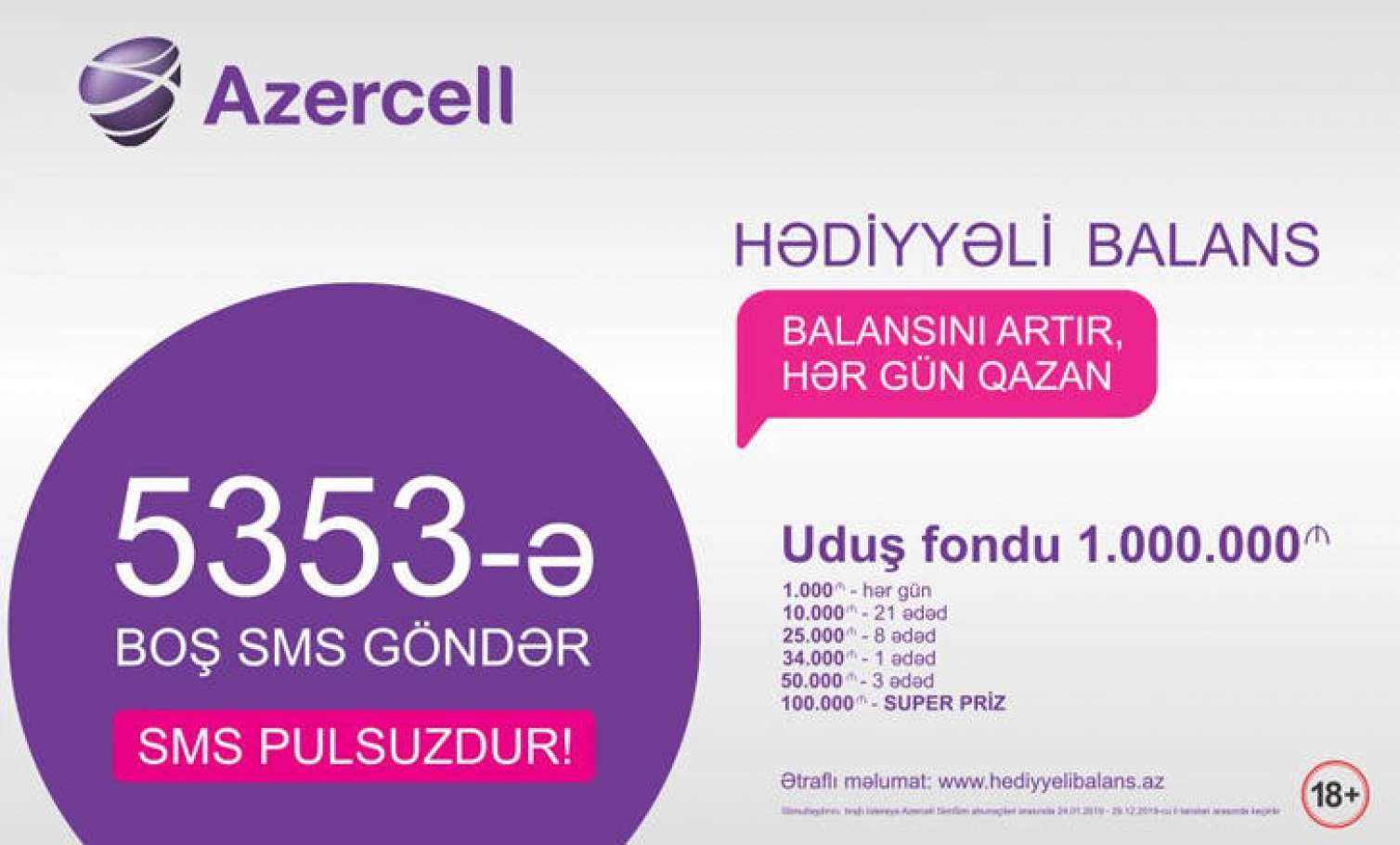 “Azercell”dən 100 min manata qədər hədiyyə qazanmaq imkanı 