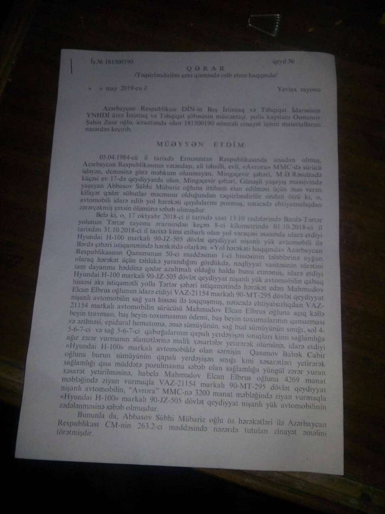 Polis müstəntiqi Şahin Osmanov dəlilləri niyə yox etdi? - RÜŞVƏT QALMAQALI