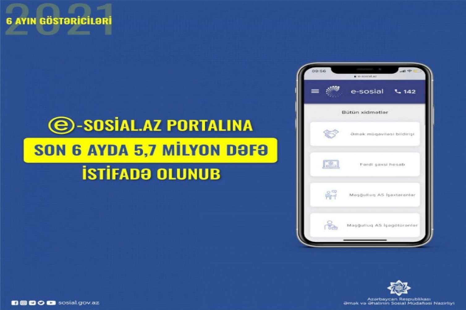 e-sosial.az portalında qeydiyyatdan keçənlərin sayı  