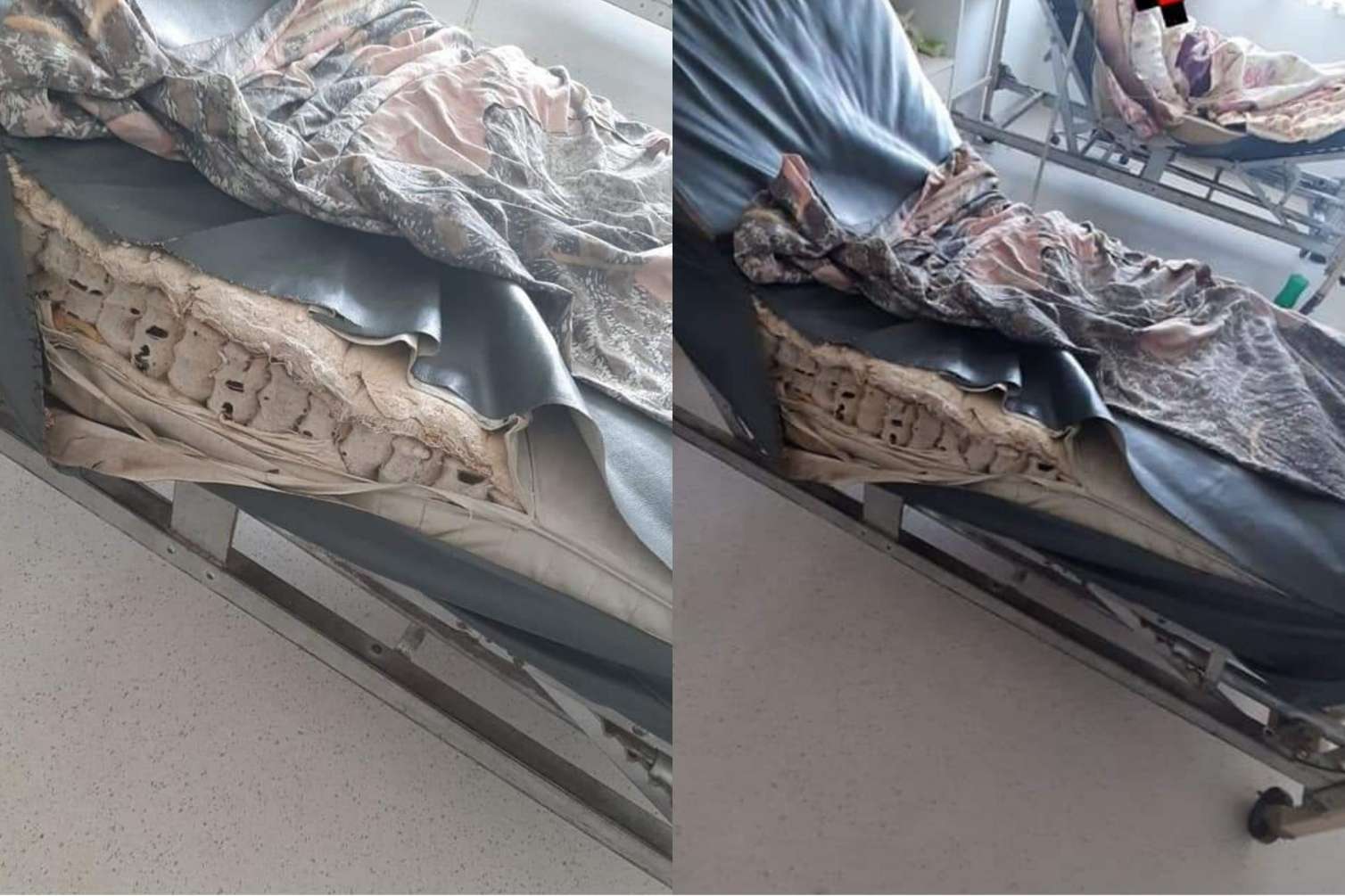 Mərkəzi Xəstəxanada bərbad vəziyyət: yararsız döşəmə, sökük döşəklər  -  FOTOLAR