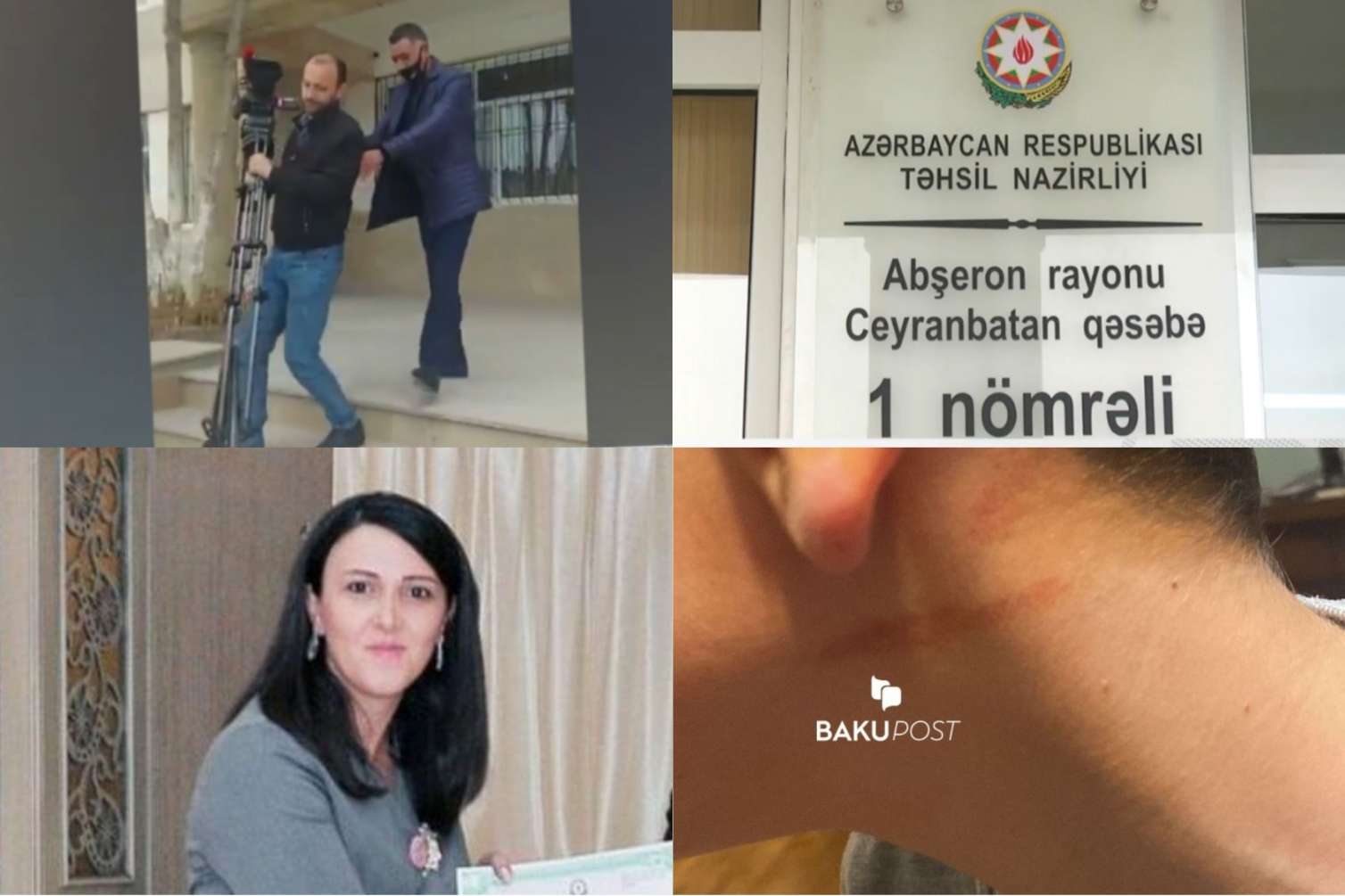 Şagirdi döyən direktorun məktəbində jurnalistlərə hücum etdilər -  VİDEO