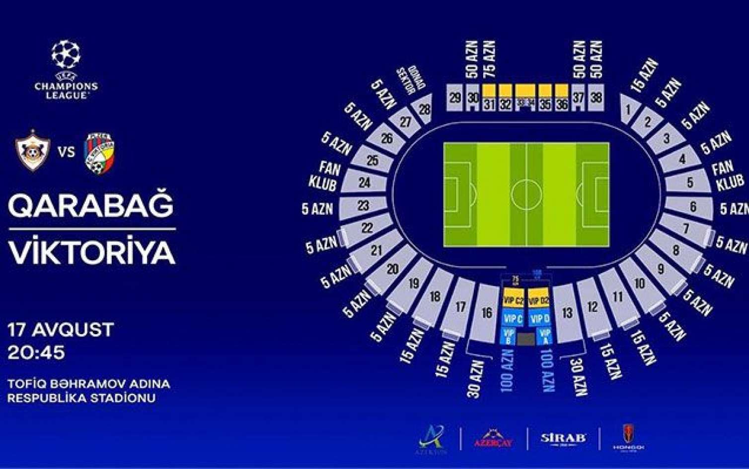 “Qarabağ”-“Viktoriya” matçının biletləri satışa çıxarılır 