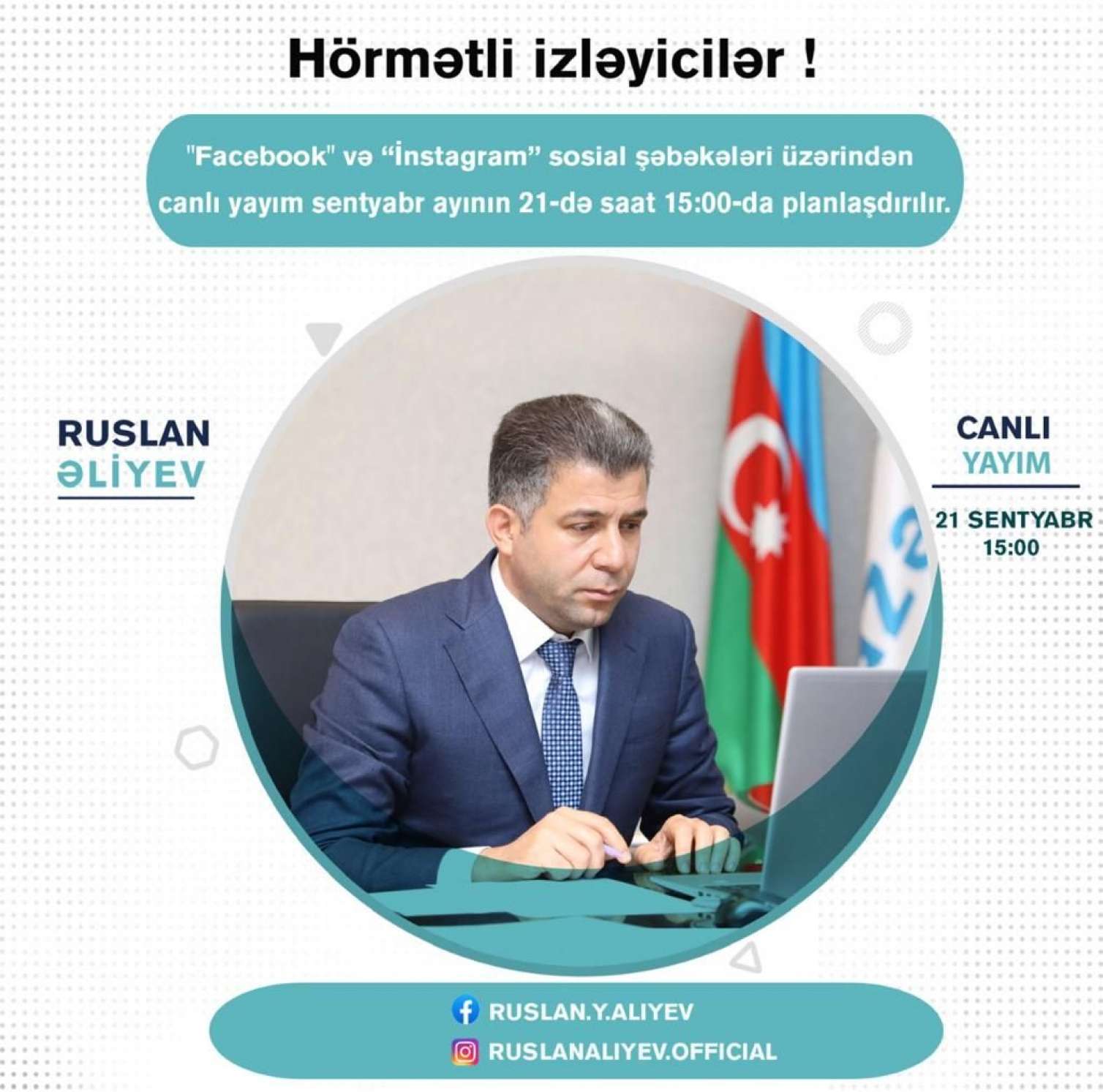 Ruslan Əliyev canlı yayımda sualları cavablandıracaq  