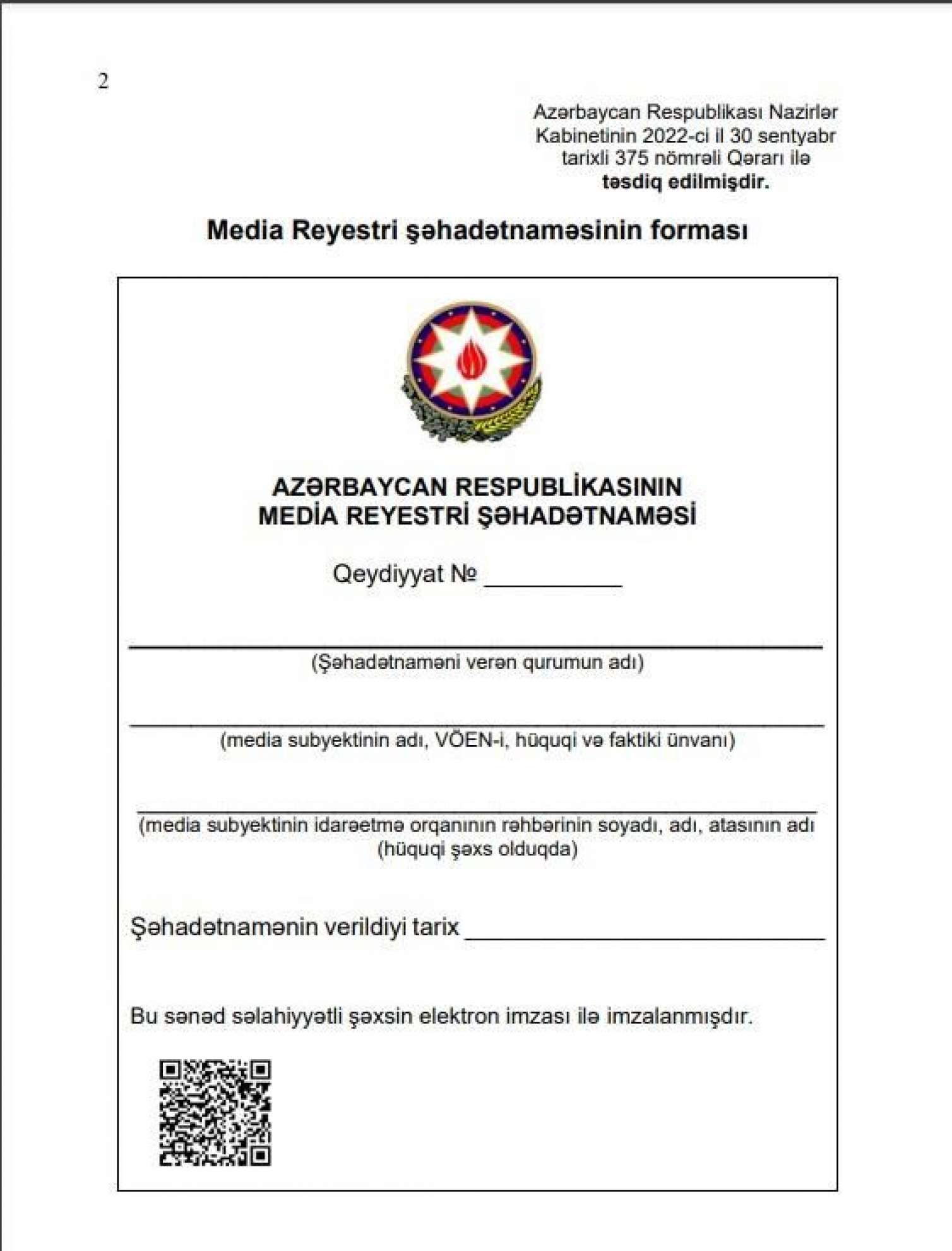 Baş nazir Media Reyestri ilə bağlı QƏRAR İMZALADI 