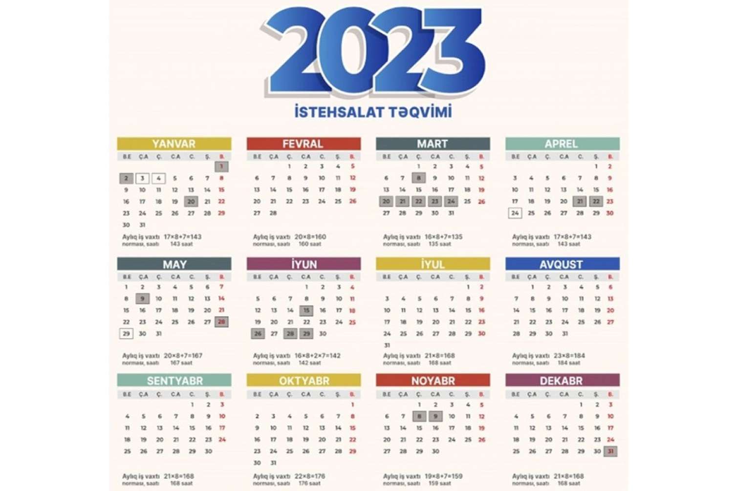 2023-cü ilin qeyri iş günləri  