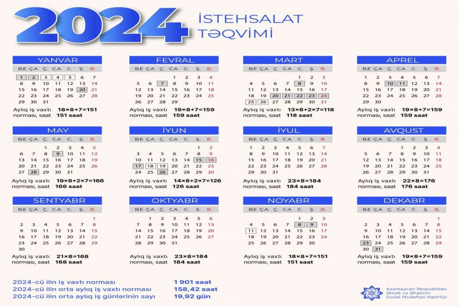 Yeni ilin qeyri-iş günləri açıqlandı 