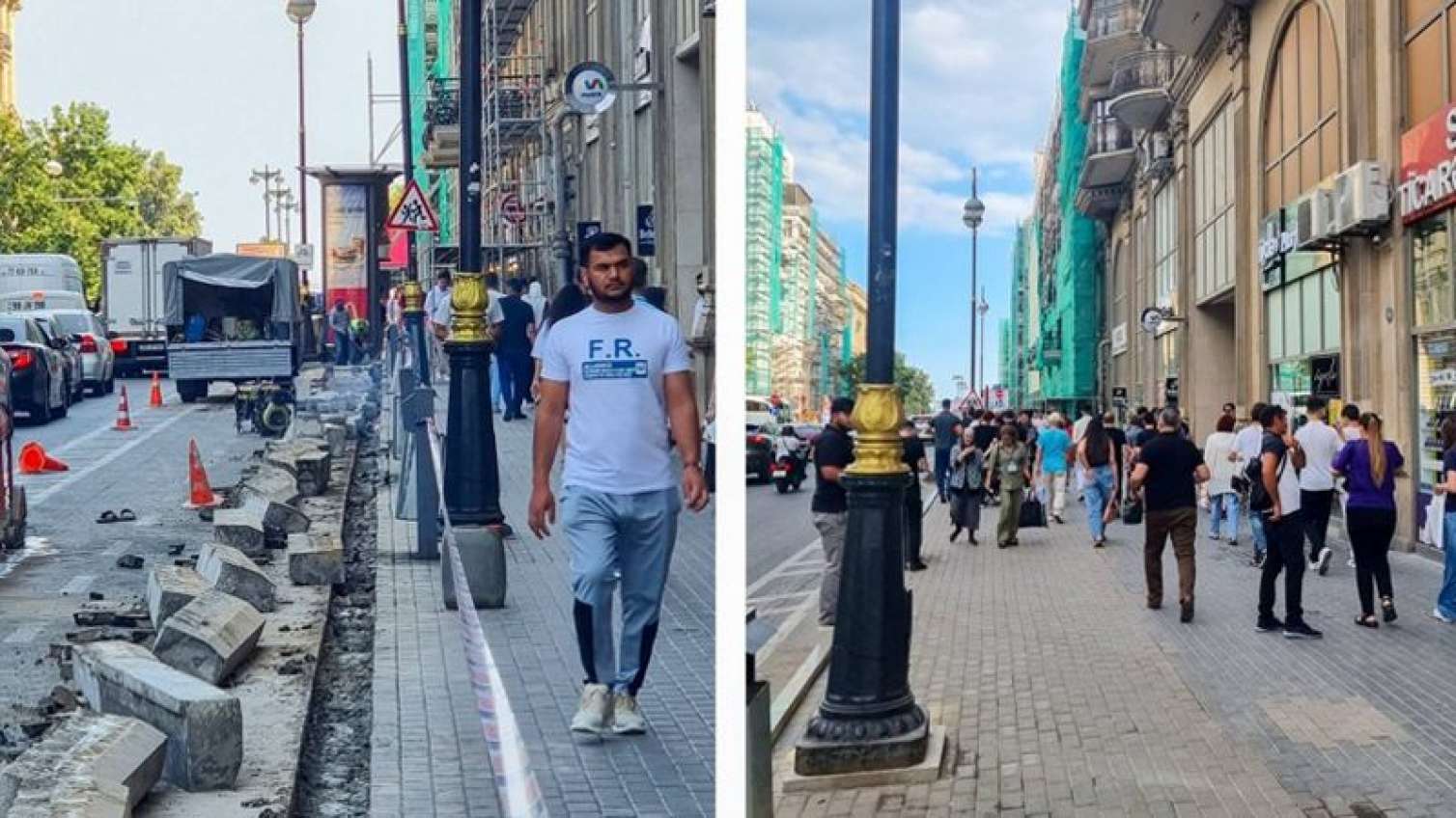 "Sahil" metrostansiyasının önündəki səkilər söküldü - FOTO 