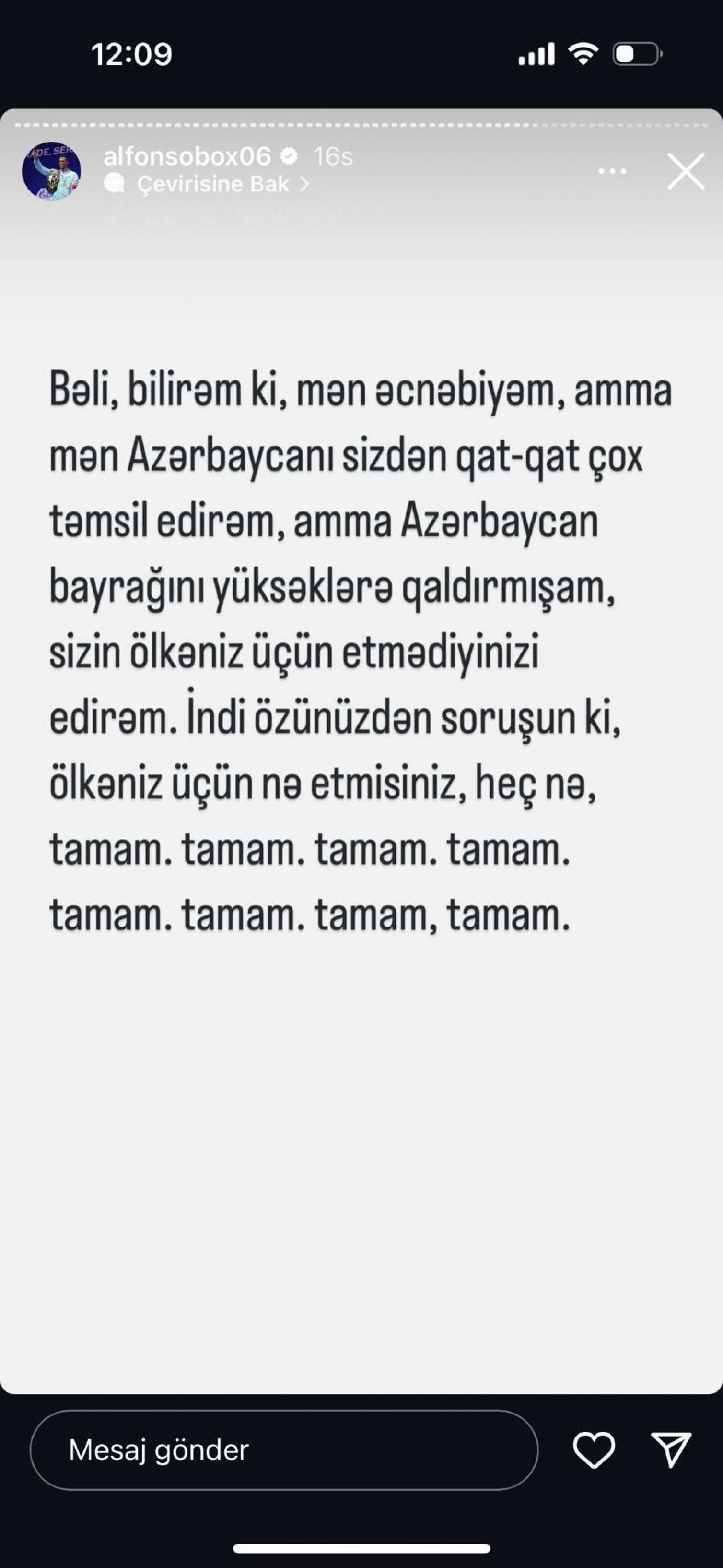 Olimpiya mükafatçımızdan qalmaqallı paylaşım - FOTO  