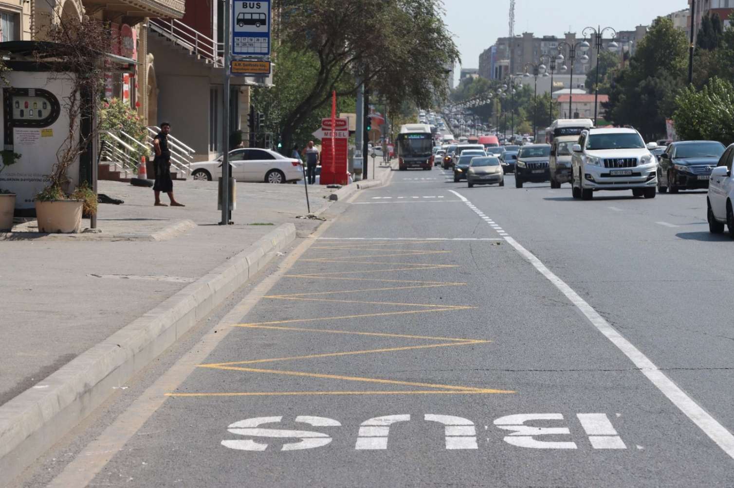 Şərifzadə küçəsində avtobus zolağı təşkil edildi -  FOTO