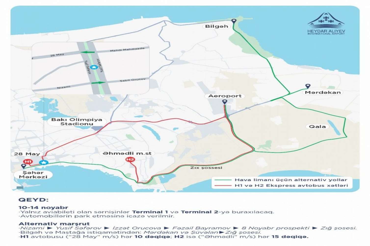 COP29 dövründə aeroporta necə rahat çatmaq olar? 