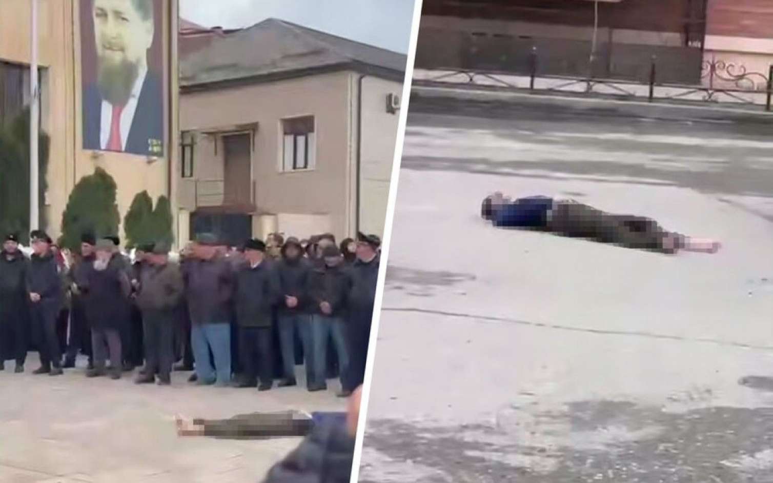 Kadırov polisi öldürən yeniyetmənin meyitini meydanda nümayiş etdirdi - VİDEO 