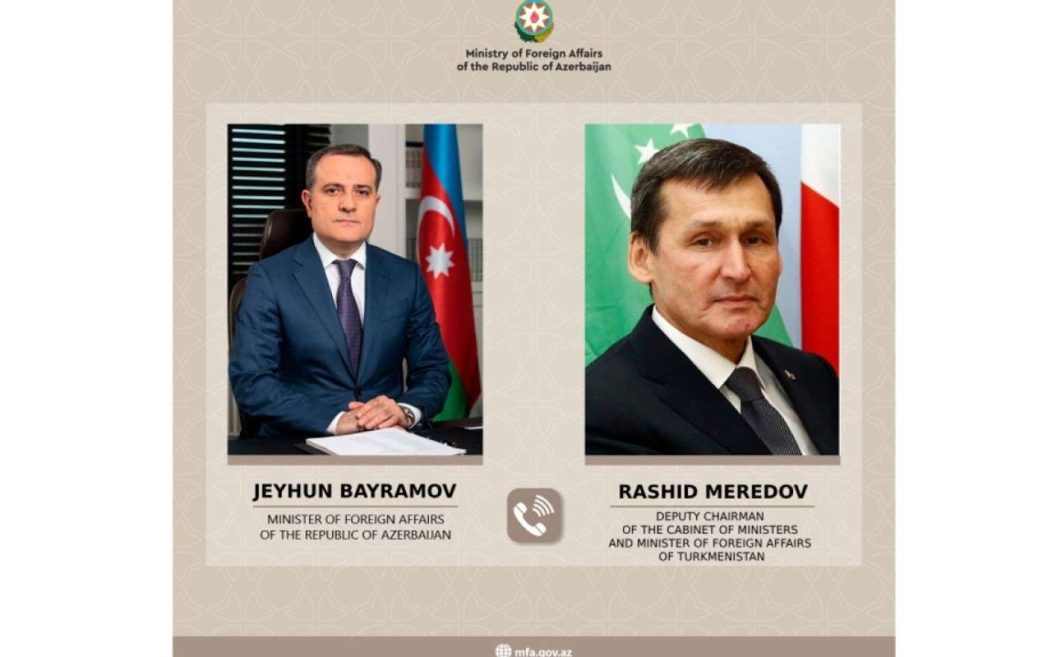 Ceyhun Bayramov türkmənistanlı həmkarı ilə danışıb 