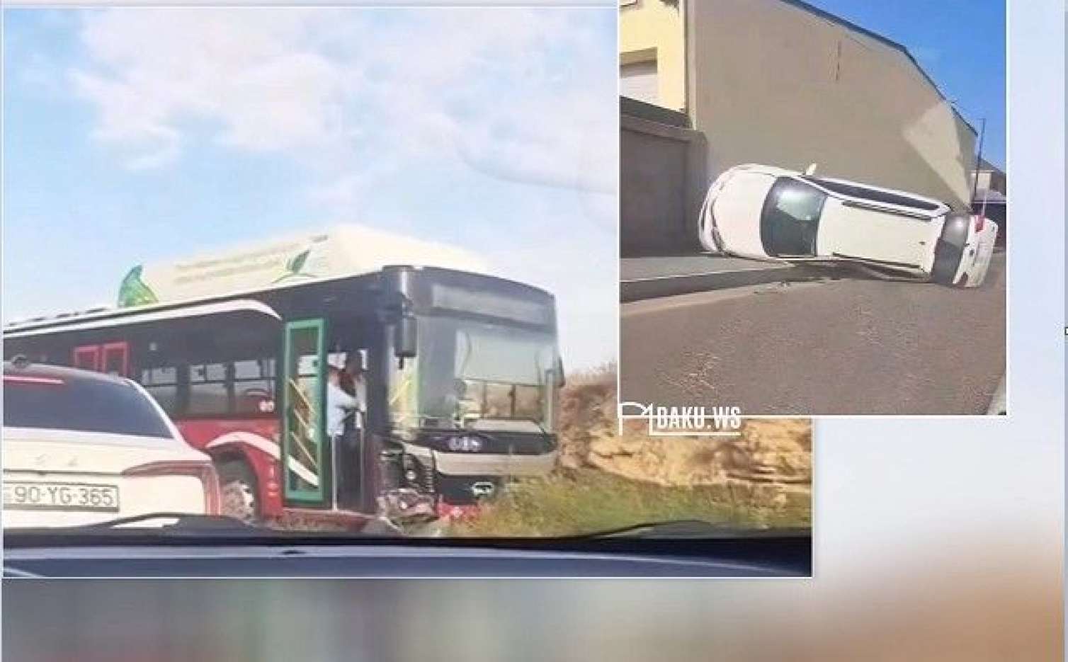"Bakubus"a çırpılan "Toyota" aşdı - VİDEO