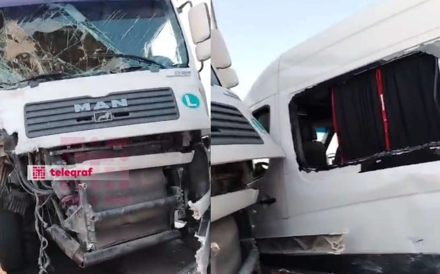 Şəmkirdə "TIR" mikroavtobusla toqquşdu - VİDEO 