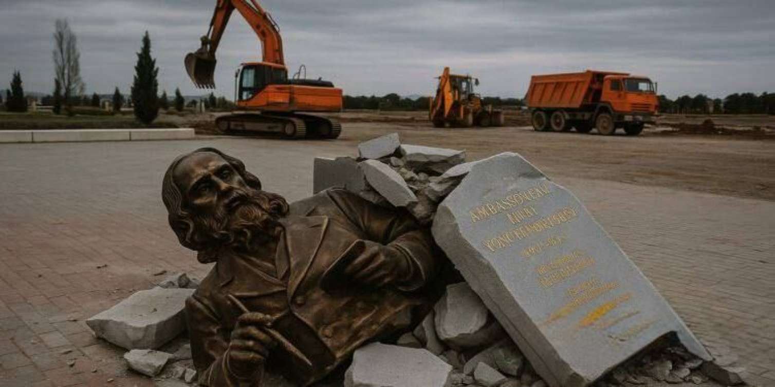 Xankəndidə rusiyalı rəssamın heykəli SÖKÜLDÜ - FOTO
