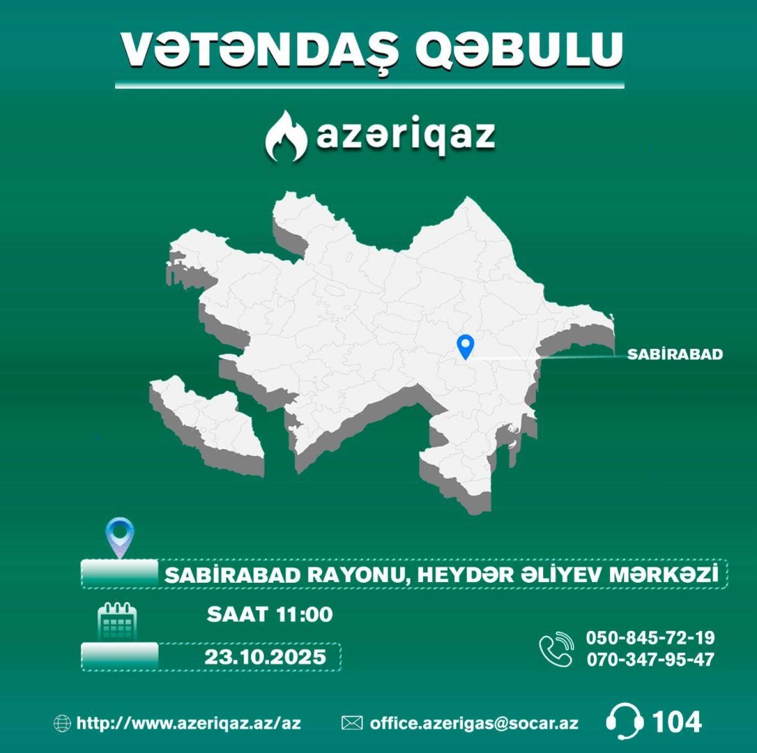 "Azəriqaz" rəhbəri Sabirabadda qəbul keçirəcək 