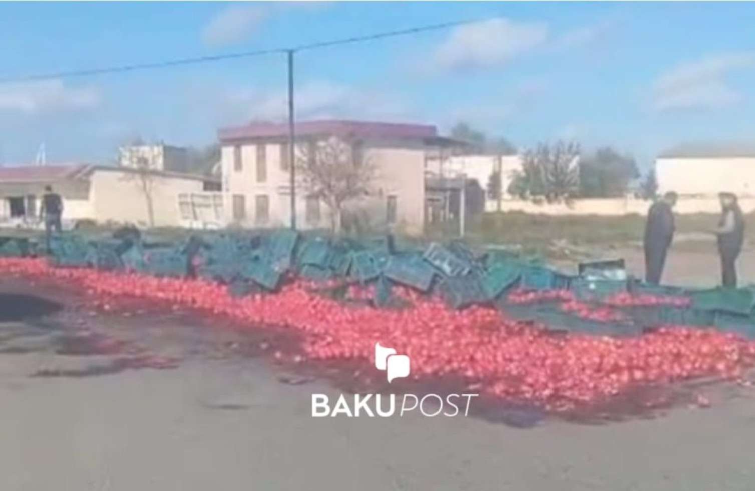TIR aşdı, narlar yola dağıldı - FOTO 
