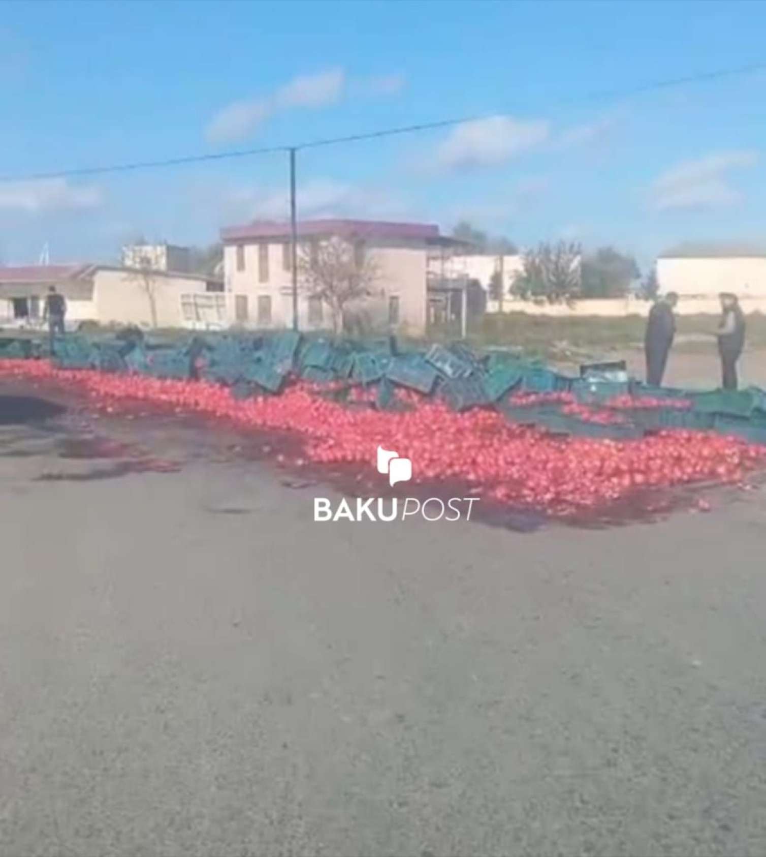 TIR aşdı, narlar yola dağıldı - FOTO 