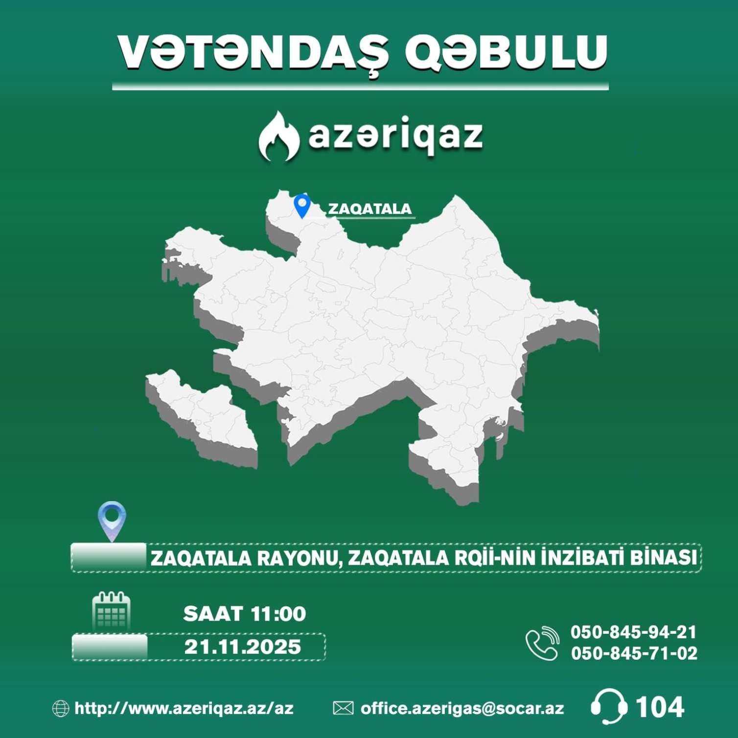 "Azəriqaz" rəhbərliyi Zaqatalada vətəndaşları qəbul edəcək 