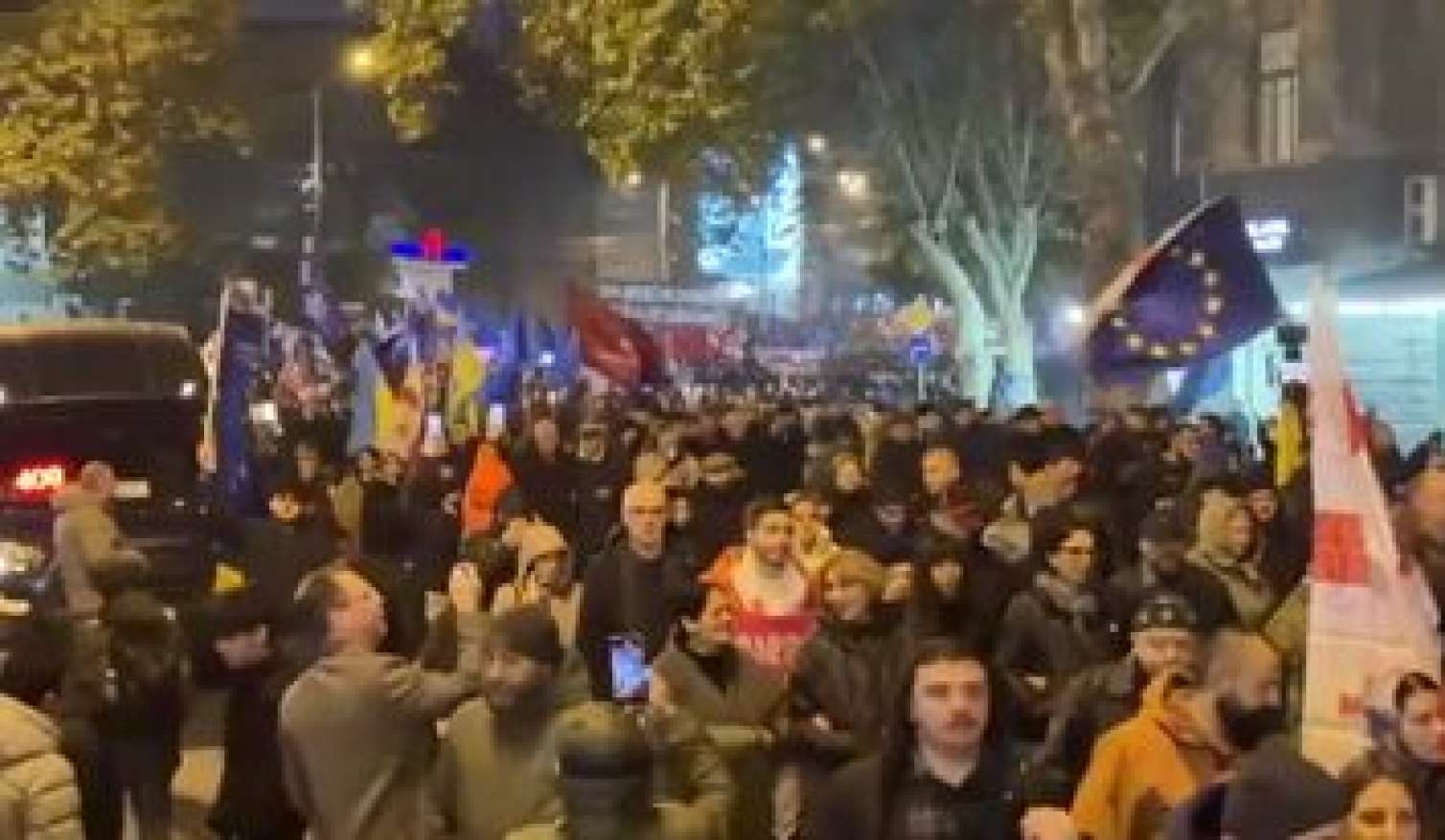 Tiflisdə minlərlə insan Avropa İttifaqının bayraqları ilə yürüşə çıxdı  