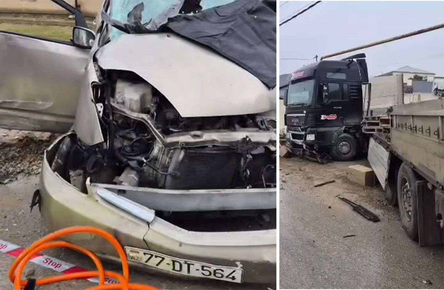 Qobuda dəhşətli qəza – 2 nəfər öldü – Anbaan görüntülər 