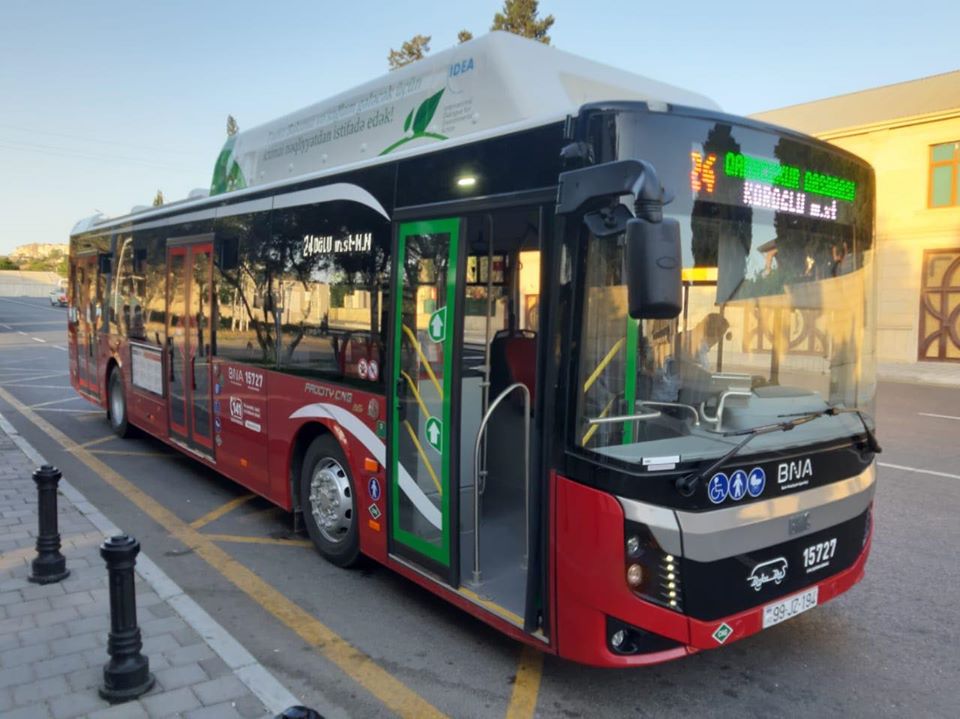 Bakıda 12 metrlik avtobus işə düşdü   - XƏRİTƏ