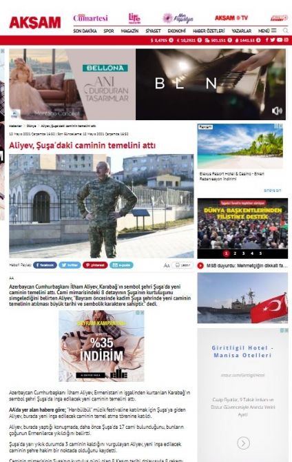 Türkiyə mediası Prezidentin Şuşaya səfərini işıqlandırdı - FOTOLAR Türkiyə mediası Prezidentin Şuşaya səfərini işıqlandırdı - FOTOLAR