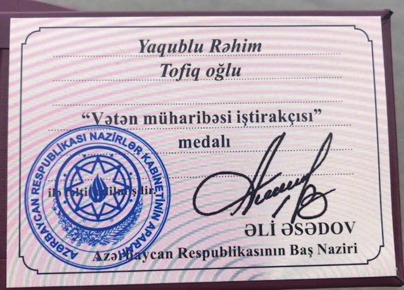 Tofiq Yaqublunun oğluna medal verildi -  FOTO