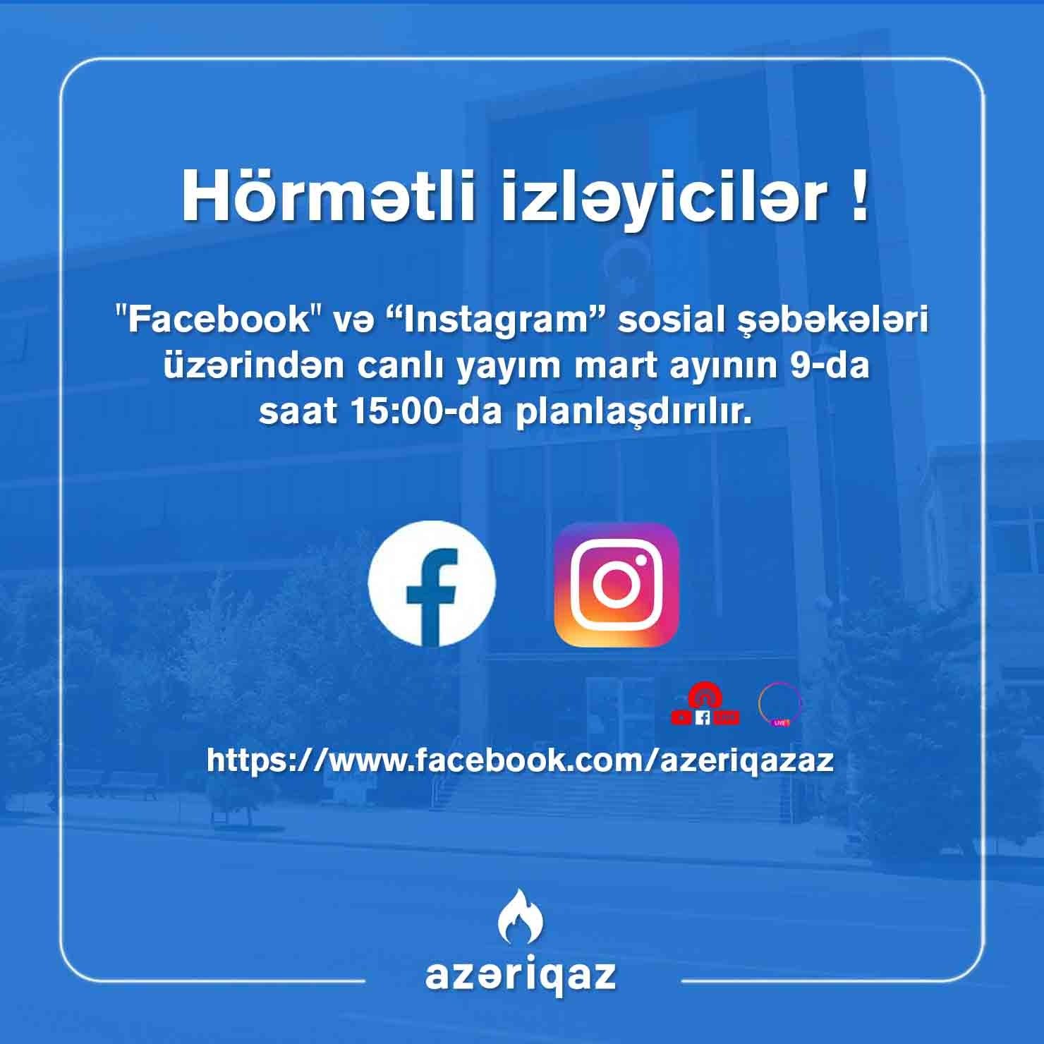 “Azəriqaz” rəhbərliyi canlı yayımda olacaq 