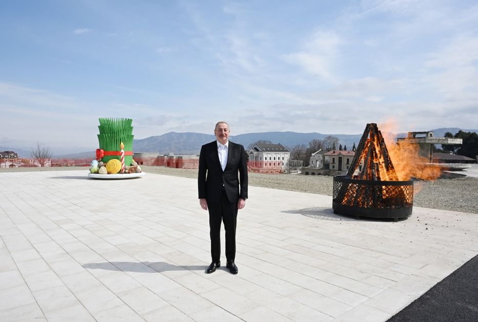 Prezident Xankəndidə Novruz tonqalını alovlandırdı 