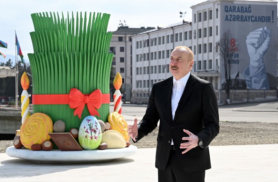 Prezident Xankəndidə Novruz tonqalını alovlandırdı 