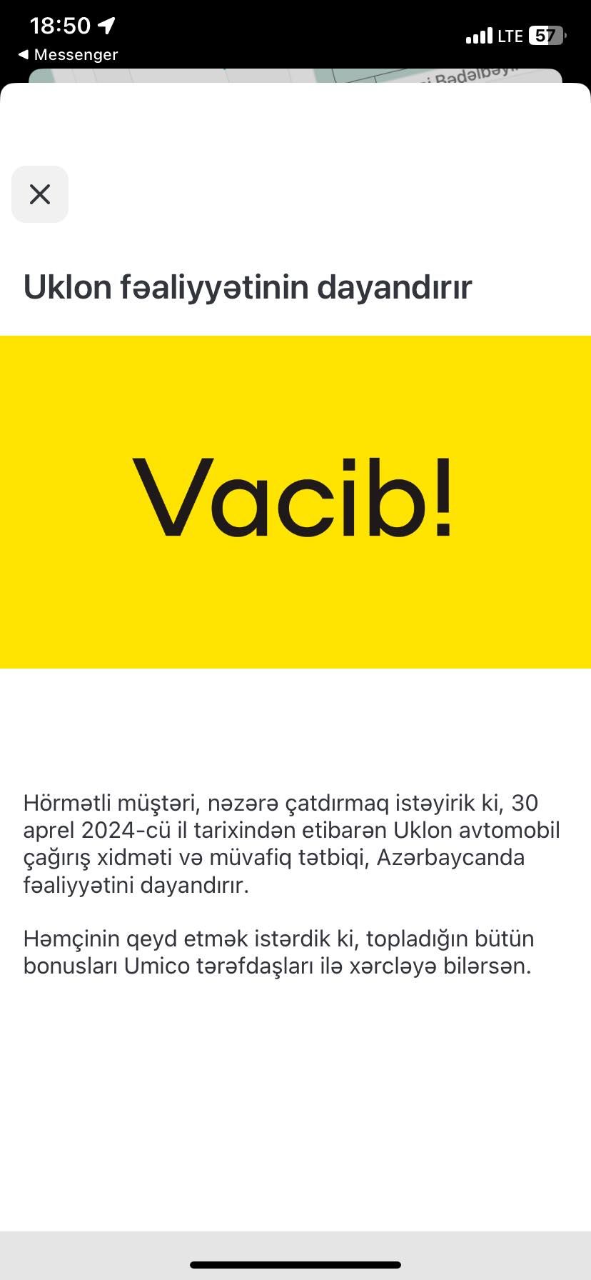 Azərbaycanda bu taksi şirkəti fəaliyyətini DAYANDIRIR - YENİLƏNDİ