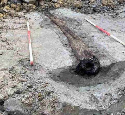Ağacdan hazırlanan 1800 illik su borusu tapıldı -  FOTO