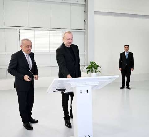 İlham Əliyev Yevlaxda sutəmizləyici qurğunun açılışında iştirak etdi - FOTO