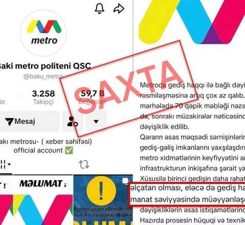 Bakı metrosunda gediş haqqının artdığını deyən SAXTA SƏHİFƏ yaradıldı, qurum HƏRƏKƏTƏ KEÇDİ 