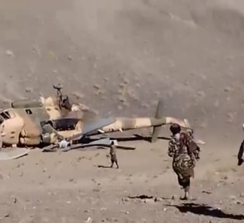 Taliban rəsmilərini daşıyan helikopter belə qəzaya uğradı - VİDEO 