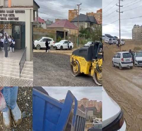 Sarayda keçilməz məktəb yolu: "Hərəkət mümkün deyil" - VİDEO