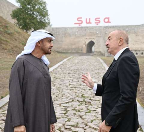 Liderlər Şuşa qalasının önündə - FOTO