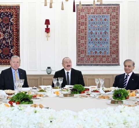 Azərbaycan, Türkiyə və Pakistan liderləri birgə nahar etdilər - FOTO 
