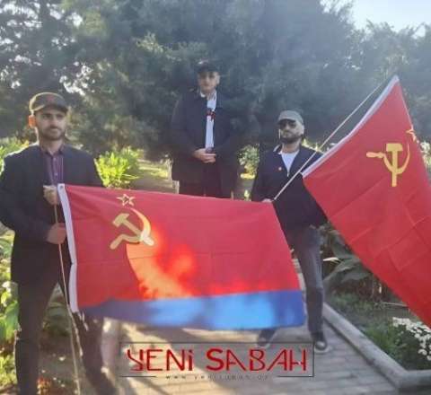Bakıda SSRİ-i bayrağı ilə aksiya - Azərbaycan bayrağını unudanlar kimdir? - FOTO 
