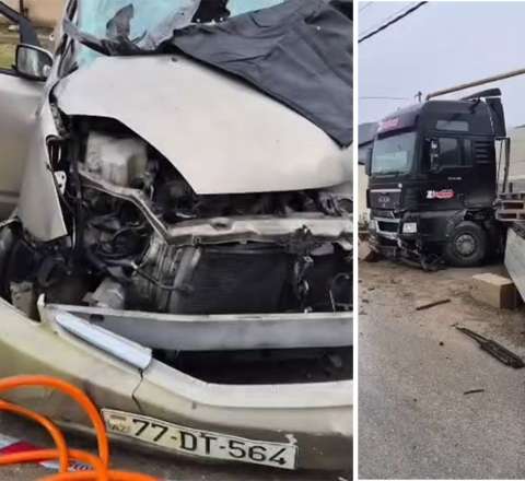 Qobuda dəhşətli qəza – 2 nəfər öldü – Anbaan görüntülər 