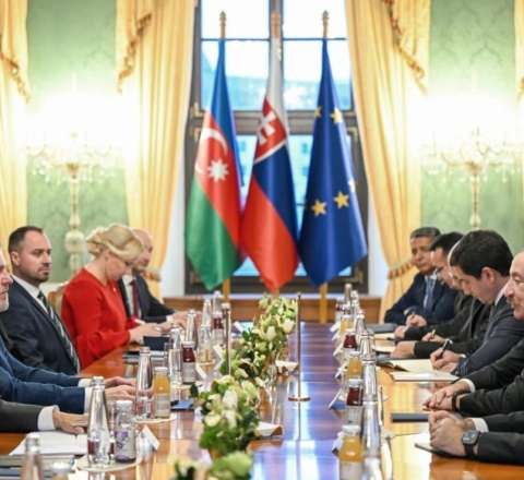  İlham Əliyevin Peter Pelleqrini ilə geniş tərkibdə görüşü oldu 