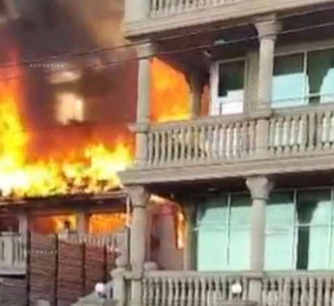 Sumqayıtda hotel yanır – VİDEO 