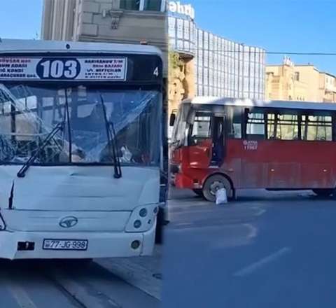 Bakıda zəncirvari qəzada 3 avtobus toqquşdu 