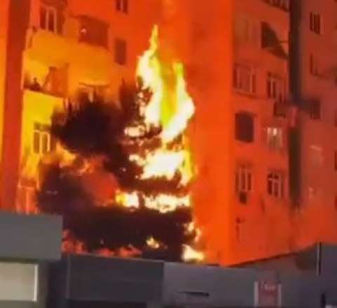 Gecə Sumqayıtda yanğın oldu – VİDEO  